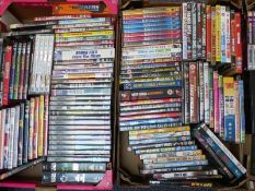 Three trays of cult television and music DVDs including Dr Who