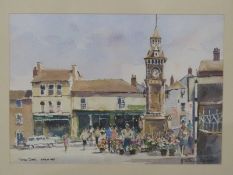 Anthony Avery watercolour 'Town Clock, Hay on Wye', signed lower right and titled lower left,