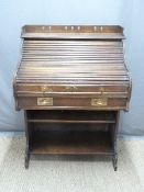 Angus London oak roll top bureau in the Arts and Crafts style,