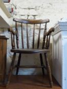 Windsor elm seated armchair or captain's chair