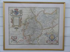 Reproduction Saxton map of Warwickshire and Leicestershire,