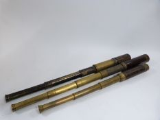 Three 19thC telescopes including a three draw Dollond example and a Parnell of London four draw