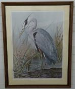 Basil Ede signed limited edition (276/750) print Great Blue Heron,