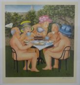 Beryl Cook pencil signed print 'Tea In This Garden', signed in pencil to margin,