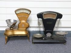 Two sets of Avery shop scales one marked Autolever