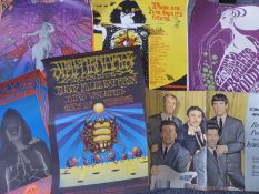 Collection of posters in the psychedelic style including Captain Beefheart designed by Hapshash and