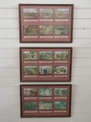 Three framed and glazed sets from The Oxford Pageant postcard series (18)