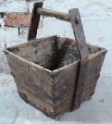 An 18th/19thC metal bound elm trug or basket,