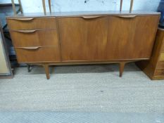 Retro Mcintosh teak sideboard with twin cupboards and three drawers, one for cutlery,