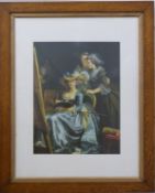 J H Hamilton oil on panel 19thC female artist with onlookers,