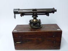 Yeates of Dublin theodolite in mahogany fitted box, the instrument engraved to top Yeates,
