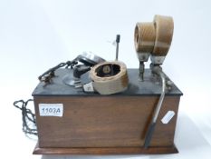 French crystal radio in wooden case, the terminals marked in French,