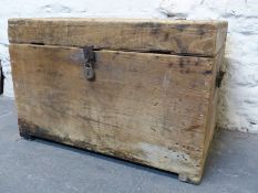 A 19thC pine chest or trunk W81 x D45 x H53cm