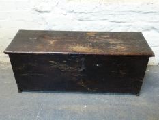 An 18th/19thC stained elm coffer with candle box and twin handles,