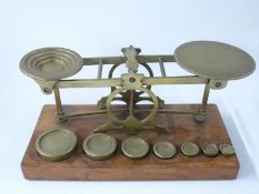 S Mordan & Co brass postage scales with weights to base