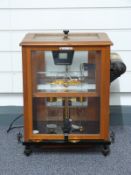 Oertling laboratory scales in glass case,