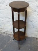 An inlaid three tier cake stand,
