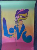 Collection of posters in the psychedelic style including Peter Max design,