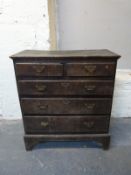 19thC oak chest of two over three graduated drawers W95 x D45 x H107cm