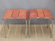 A pair of retro chrome bentwood stools