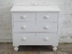 Painted pine chest of two over two drawers,