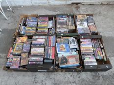 Eight trays of VHS with some Beta video tapes classic heavy rock and film titles to include Saxon,