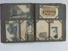 Edwardian/WWI postcard album also con silk cards,