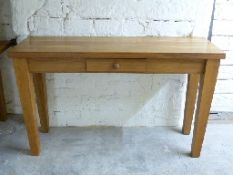 A contemporary light oak sofa/ console table with drawer,