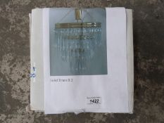 A pair of brass and cut glass light fittings