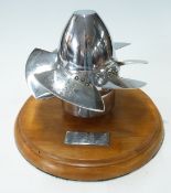 Russian Kaplan turbine display impeller dated 1956 on wooden base