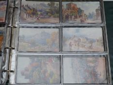 Two albums of topographical oilette postcards by H B Wimbush including West Country, town,