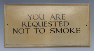 Vintage official/government hand painted sign 'You are requested not to smoke',