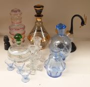 A quantity of Art Deco glass and decanters,