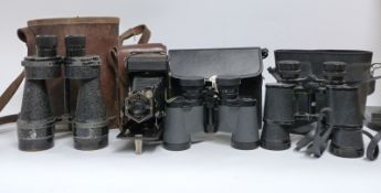 Zeiss Ikon Nettar folding camera in case, military Bino Prism No 5 Mk IV x7,