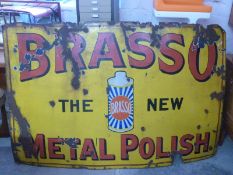 Vintage enamel advertising sign 'Brasso The New Metal Polish'
