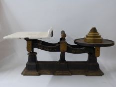 Avery shop or similar scales with ceramic pan and weights
