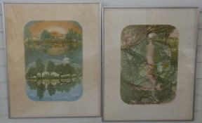 Glynn Thomas two signed limited edition of 150 prints of river scenes,