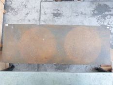 Ex-Superdry stores rustic industrial style x framed table with distressed metal top,