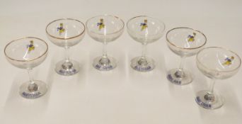 Six Babycham glasses