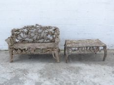 Driftwood bench and table
