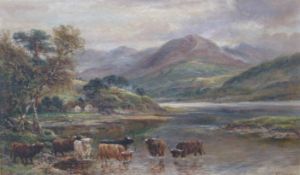 A Lewis oil on canvas highland scene, Loch Lomond, signed and dated 10 lower right,