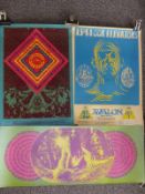 A collection of psychedelic Family Dog style posters some with Nigel Mentzel Collection stamp to