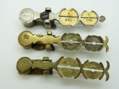 Three sets of Victorian rocker sovereign scales,