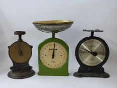 Three Salter dial type scales including No 50 family scales