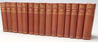 George Meredith illustrated Archibald Constable 1896/99 15 volumes in red cloth with gilt lettering