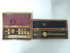 Two cased hydrometers, one by Sikes,