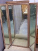 A pine framed full length triptych mirror,
