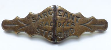 19th century horse brass/bridle decoration impressed Sargeant Saddler, Stroud, 12.