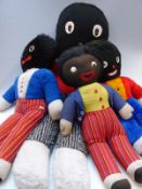 Four vintage golly soft toys including 1960s example,