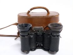 Carl Zeiss Jena Teletur 6x miniature binoculars in original brown leather carry case